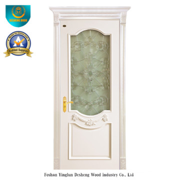 Упрощенный Европейский Стиль твердой древесины Двери межкомнатные со стеклом (ДС-127)
